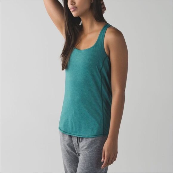 Lululemon Wild Tank Heathered‎ Forage Teal Dramatic Static White Black Size 2 - Picture 1 of 6